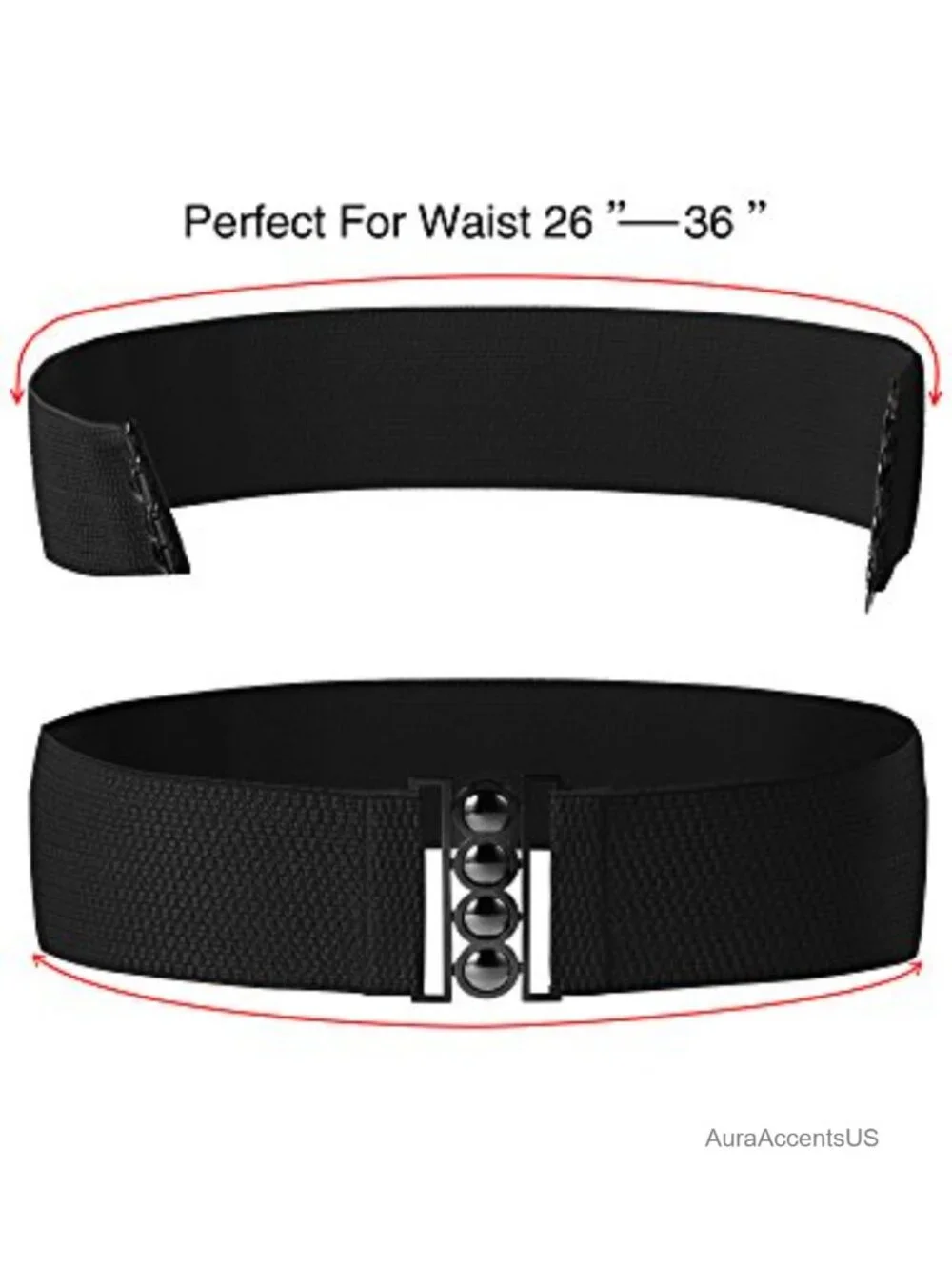 4 Pack Wide Elastic Stretch Waist Belts Vintage Hook Closure